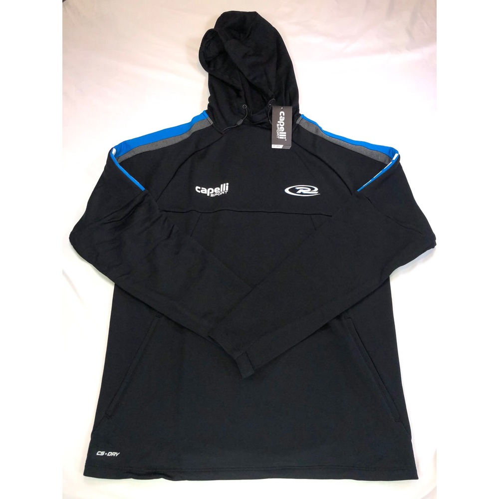 Capelli Sport Mens CS-Dry Performance Hoodie Black Blue Large Athletic Pullover
